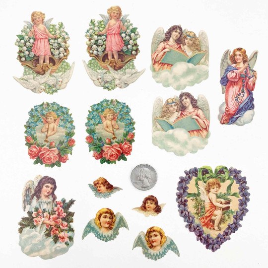 Angels and Flowers Loose Valentine Paper Scrap Pack